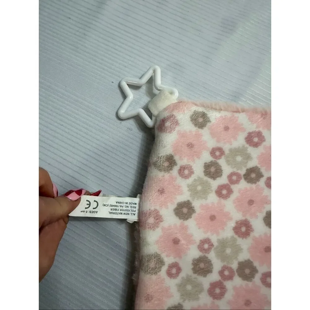 Dream Gro Pink Bear Lovey Plush Rattle Security Blanket Teether Sensory Toy